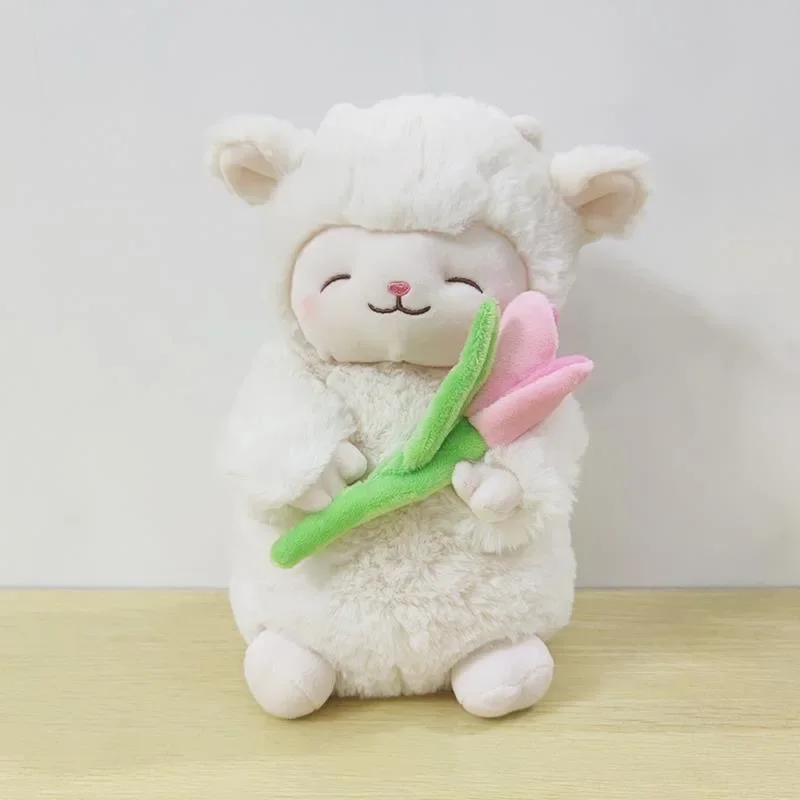 

Kawaii Sweet White Sheep Lam Hold Tulip Flower Plush Doll Soft Stuffed Lamb With Tulip Plushie Toy Cute Gift For Kid Birthday