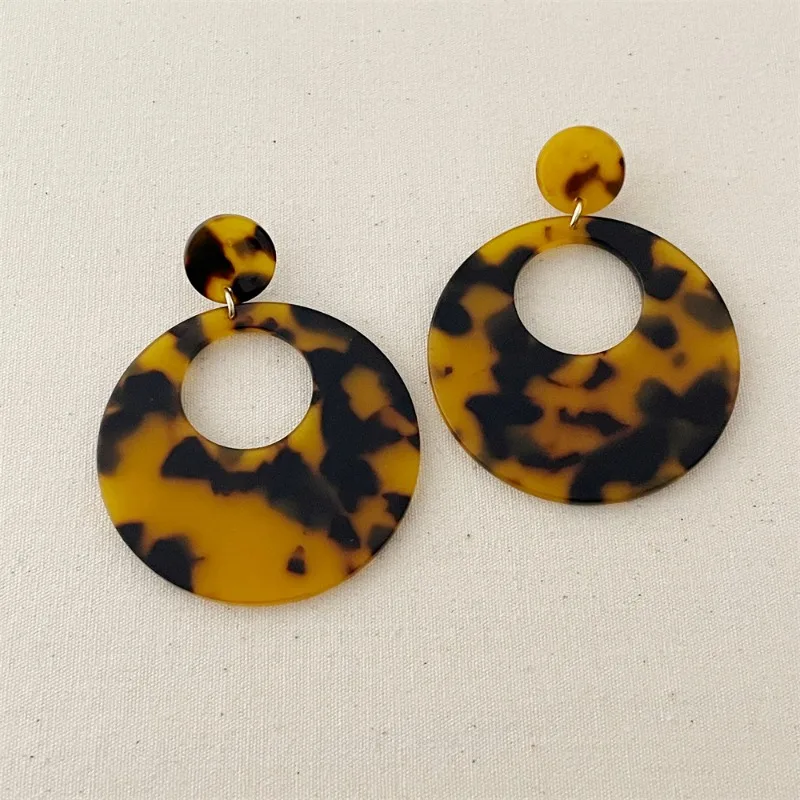 Bilandi-Boucles d'oreilles géométriques en résine de tempérament vintage pour femmes, accessoires d'oreille exagérés, bijoux fantaisie, cadeaux de fête 5