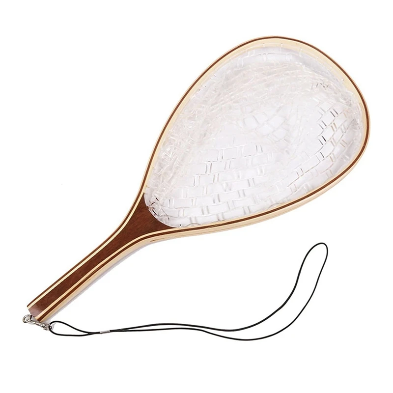 

Fly Fishing Landing Net Trout Fishing Net Soft Rubber Catch And Release Fish Net With Wooden Handle Frame