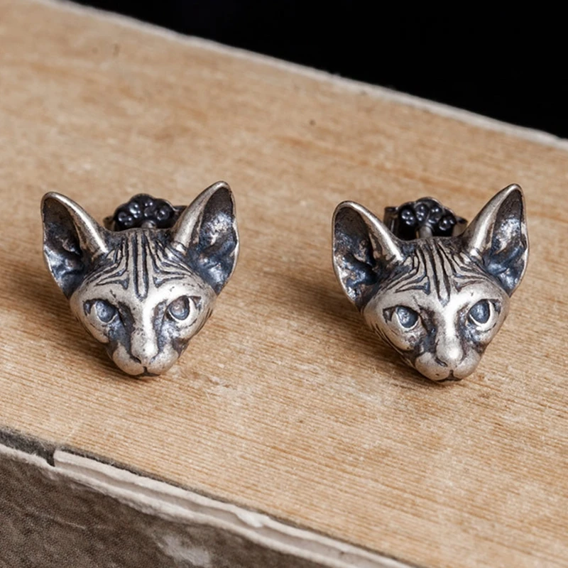 925 Sphynx Cat Meditate Yoga Stud Earrings For Men Women Sterling Silver Ear Studs Bijoux Anti-allergy Jewelry 
925 Sphynx Cat Meditate Yoga Stud Earrings For Men Women Sterling Silver Ear Studs Bijoux Anti-allergy Jewelry