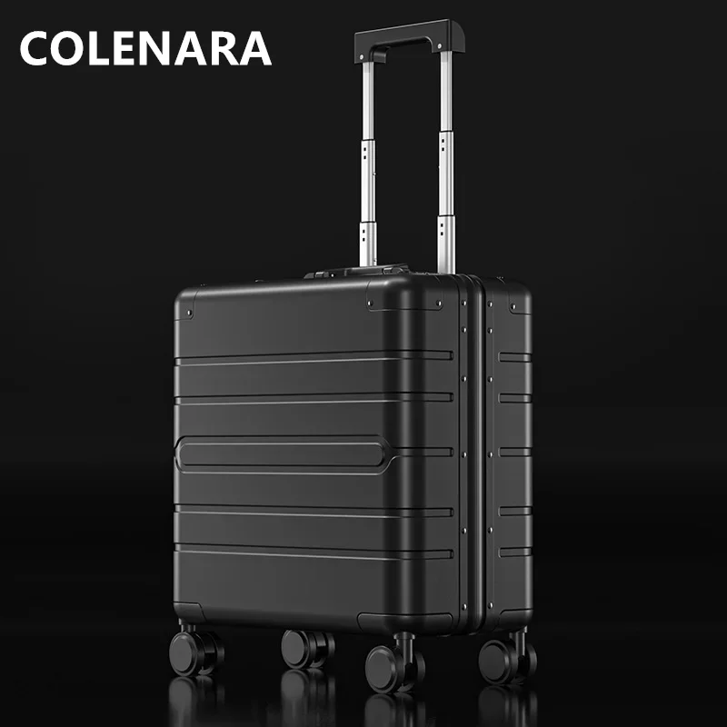 

COLENARA 18 дюймов багажная сумка для путешествий Высокое качество полностью из алюминиевого магниевого сплава посадочная коробка деловая тележка Искусственный Мужской чемодан