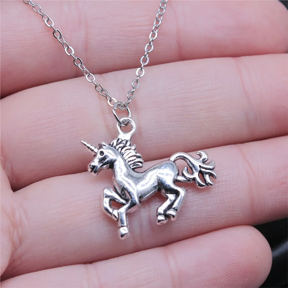 

Drop Shipping Antique Silver Color 22x23mm Lucky Horse Necklaces Short Chain Choker Necklaces