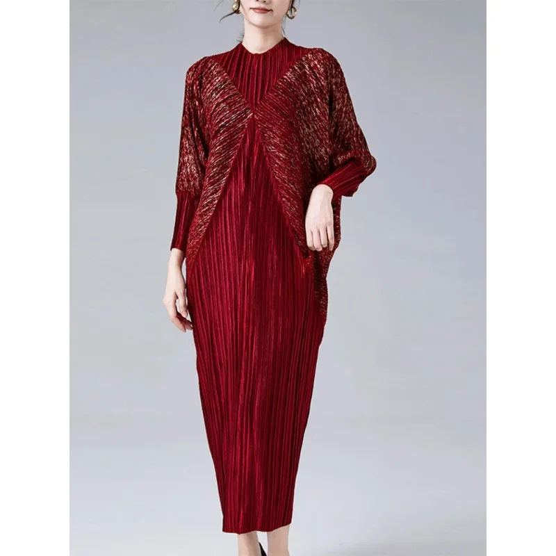 Miyake Pleated Spring Autumn New Women Elegant Evening Party Dress Batwing Sleeve Splicing Vintage Design Prom Dresses
Miyake Pleated Spring Autumn New Women Elegant Evening Party Dress Batwing Sleeve Splicing Vintage Design Prom Dresses