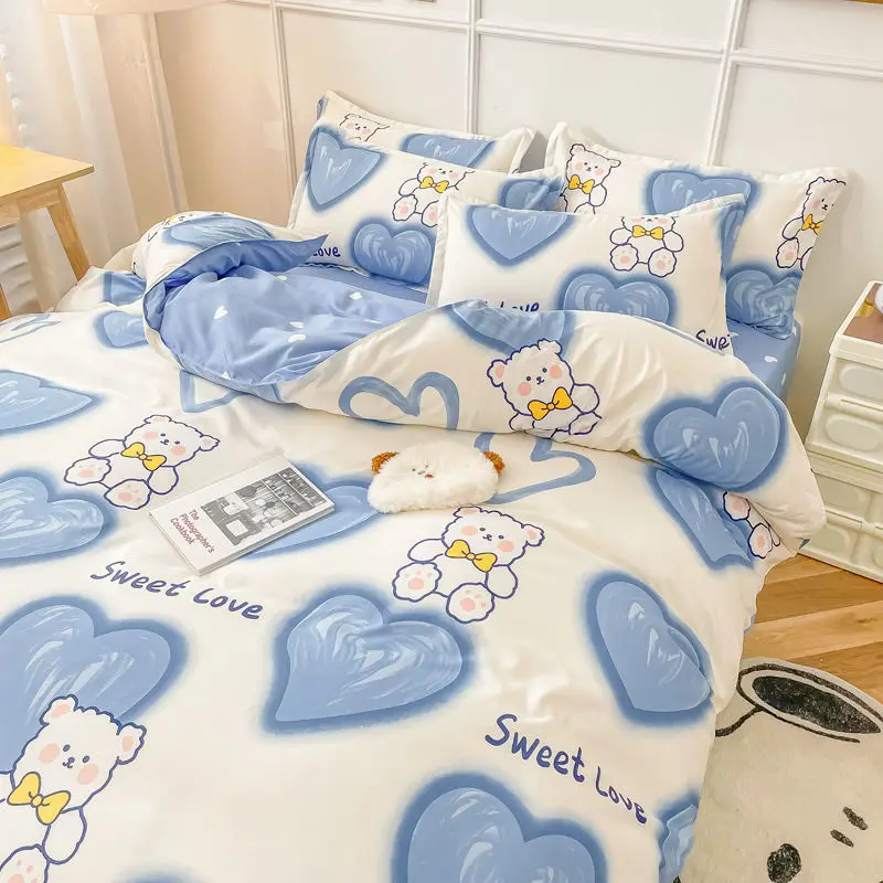 Cute Bear Bedding Set Girls Boys Kids Single Double Size Flat Sheet Duvet Cover Pillowcase Bed Linens White Blue Home Textile
Cute Bear Bedding Set Girls Boys Kids Single Double Size Flat Sheet Duvet Cover Pillowcase Bed Linens White Blue Home Textile