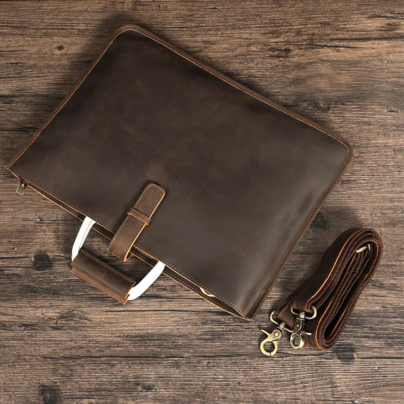 

Men's Retro Genuine leather Men Messenger Bags Travel Laptop Briefcase Tote Crazy Horse Leather Shoulder Bag Bolsa Crossbody