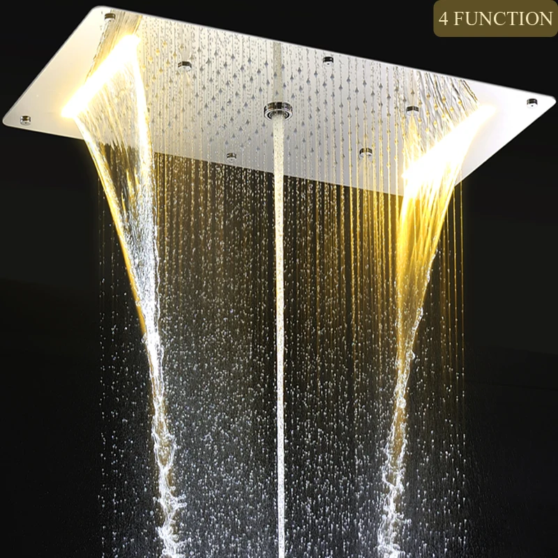 

Luxury Bathroom Faucets Accessories LED Big Rain Waterfall Mist Column Shower Ceiling Concealed Shower Head Spout 700*380mm