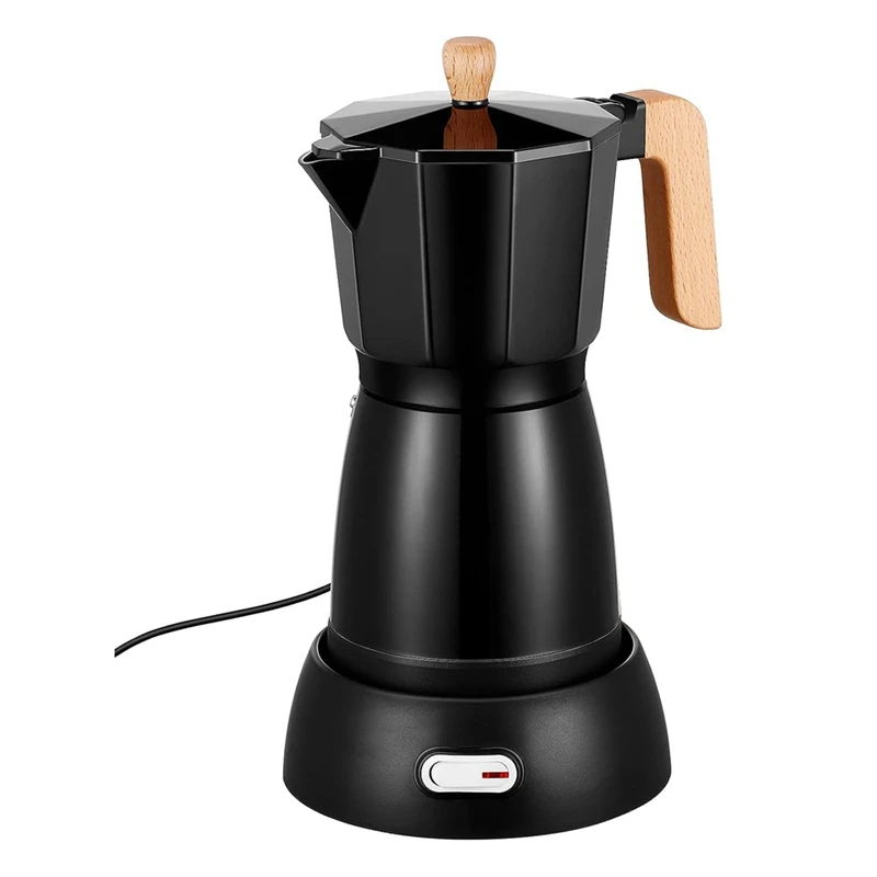 

1 PCS Coffee Pot Electric Coffe Maker 6 Cup Black Aluminum Alloy Electricas Italian Coffee Pot Espresso Makers EU Plug