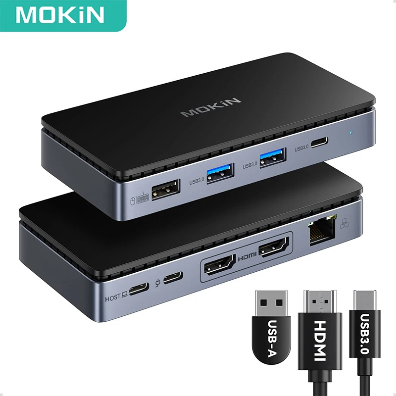 

MOKiN 8 in 1 USB C Dock 4K 60Hz HDMI Monitor Display Port USB C Laptop Docking Station HUB Multiport Adapter USB 3.0 HUB 100W PD