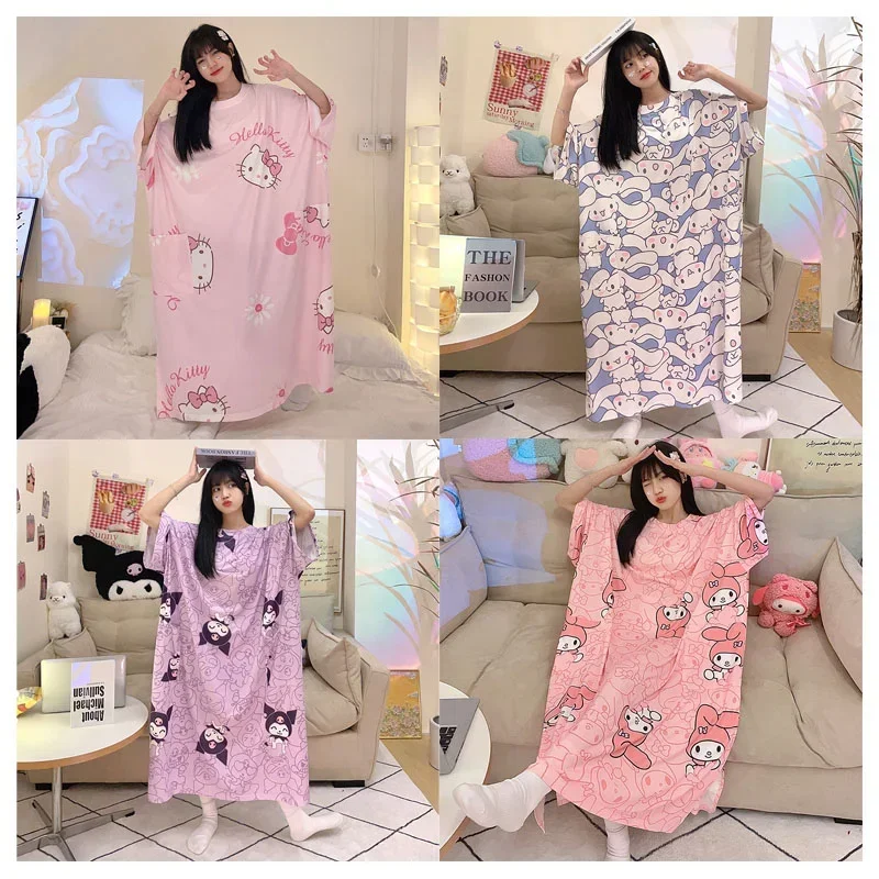 Аниме Sanrioed My Melody Cinnamoroll Kuromi Hellokittys женская ночная рубашка большого размера Kawaii толстые люди Свободная Пижама с коротким рукавом
Аниме Sanrioed My Melody Cinnamoroll Kuromi Hellokittys женская ночная рубашка большого размера Kawaii толстые люди Свободная Пижама с коротким рукавом