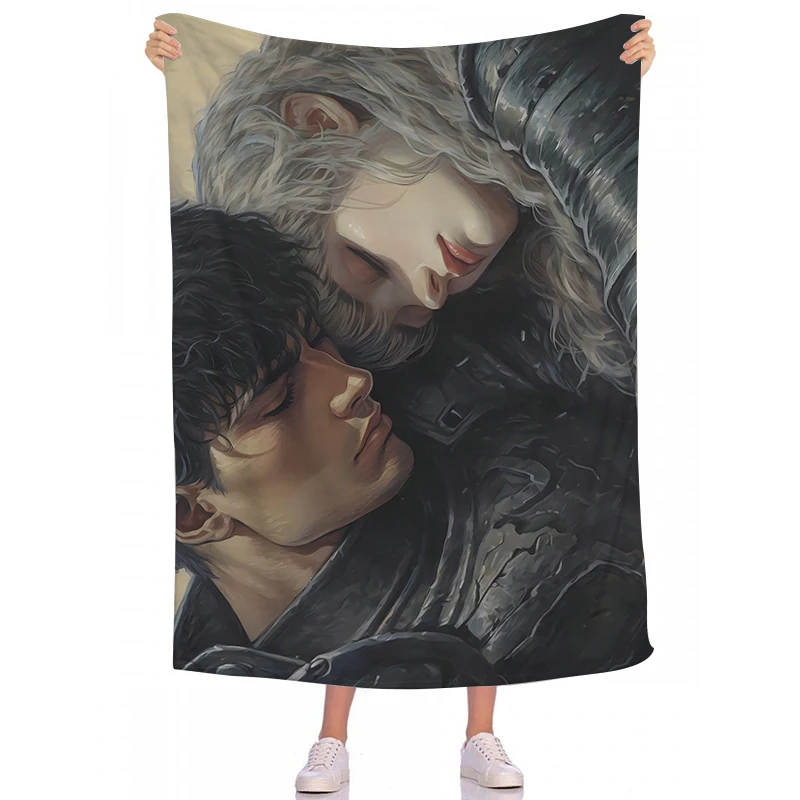 

Custom Anime Blanket Berserk GUTS Nap Blanket for Sofa Camp Bedroom Decor Bedspread Fluffy Soft Flannel Christmas Halloween Gift