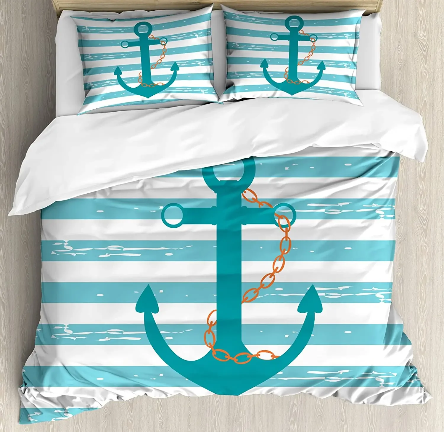 Teal Bedding Set For Bedroom Bed Home Ship Anchor Chain Marine Life Inspired with Lines Ba Duvet Cover Quilt Cover Pillowcase
Teal Bedding Set For Bedroom Bed Home Ship Anchor Chain Marine Life Inspired with Lines Ba Duvet Cover Quilt Cover Pillowcase