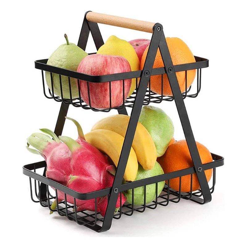 2-Tier Metal Fruit Basket Portable Kitchen Storage Countertop Shelf Rack for Fruits Vegetables Household Toiletries
2-Tier Metal Fruit Basket Portable Kitchen Storage Countertop Shelf Rack for Fruits Vegetables Household Toiletries