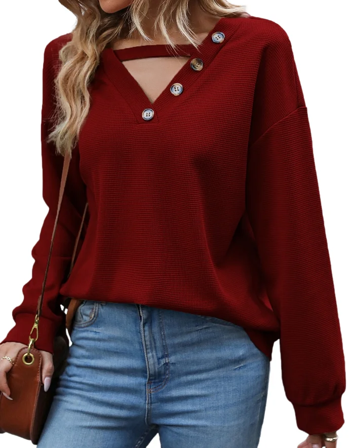 2023 Autumn Fashion Slim Fit V Shaped Collar Long Sleeve Button Design Hollow Out Temperament Commuting Pullover Casual Knit Top
2023 Autumn Fashion Slim Fit V Shaped Collar Long Sleeve Button Design Hollow Out Temperament Commuting Pullover Casual Knit Top