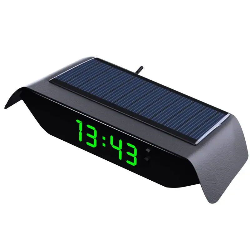 

Car Digital Dashboard Clock Solar Powered Adhesive Digital Temperature Meter And Monitor Glowing Portable Dashboard Clock