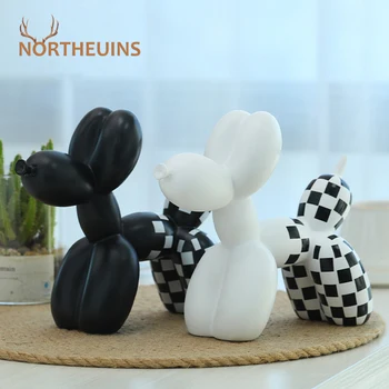 NORTHEUINS 수지 풍선 개 조각 및 인형 방 장식, 인테리어 액세서리, 럭셔리 현대 동물 동상, 데스크탑 개체