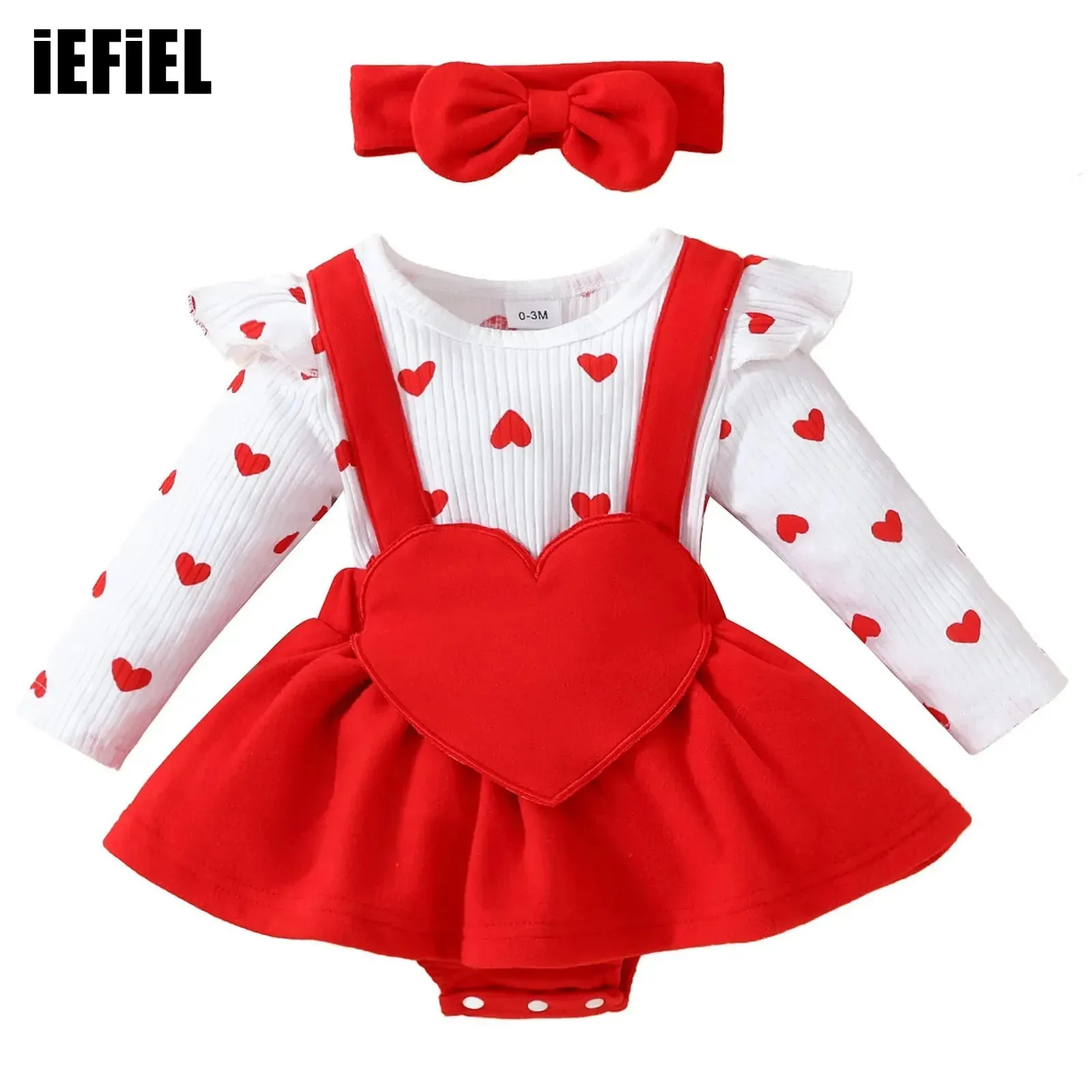 Baby Girls Heart Print Outfit Valentines Day Two Pieces Set Ribbed Long Sleeve Newborn Romper Dress And Bow Headband Set
Baby Girls Heart Print Outfit Valentines Day Two Pieces Set Ribbed Long Sleeve Newborn Romper Dress And Bow Headband Set
