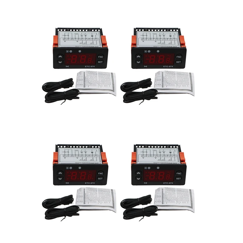 4X ETC-974 Digital Temperature Controller Microcomputer Thermostats Thermostat Refrigeration Alarm 220V NTC Sensor
4X ETC-974 Digital Temperature Controller Microcomputer Thermostats Thermostat Refrigeration Alarm 220V NTC Sensor