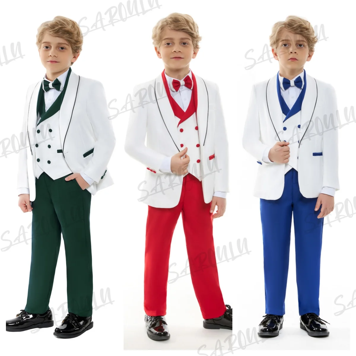 

Fashion Four Pieces Suits Blazer Vest Pants Bow-tie Children Formal Luxurious Slim Fitting Clothing School Costume HH025