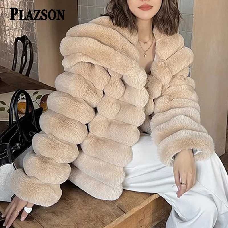 Роскошное зимнее пушистое пальто PLAZSON из искусственного кроличьего меха, однотонная женская толстая теплая куртка из искусственного меха с широким воротником и длинным рукавом, шуба
Роскошное зимнее пушистое пальто PLAZSON из искусственного кроличьего меха, однотонная женская толстая теплая куртка из искусственного меха с широким воротником и длинным рукавом, шуба