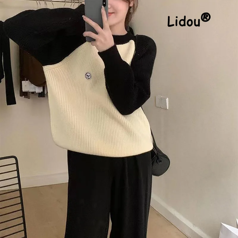 Autumn Fashion Color Blocking Loose Knitting Sweaters Women New Classic Long Sleeve Korean O-collar All-match Pullover Top 2022
Autumn Fashion Color Blocking Loose Knitting Sweaters Women New Classic Long Sleeve Korean O-collar All-match Pullover Top 2022