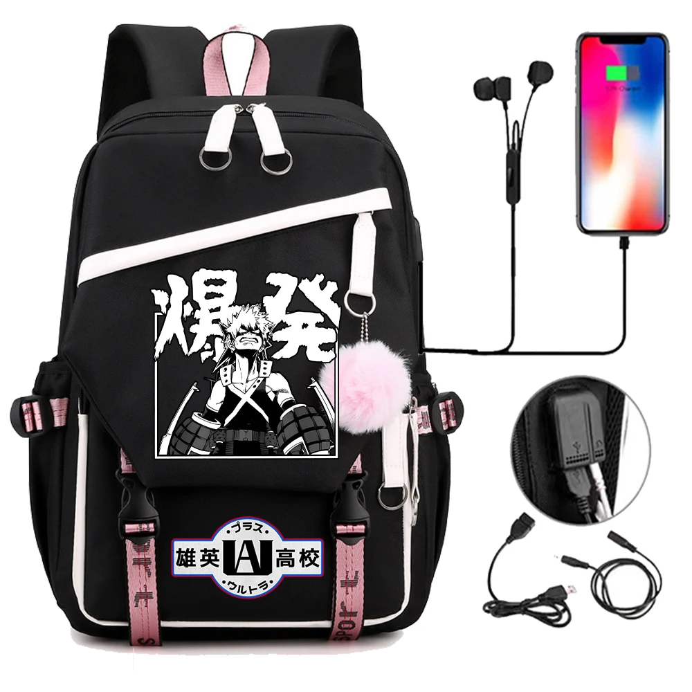 

My Hero Academia Anime Backpack Boy Girls School Bags Canvas Bag Boku No Hero Academia Explosion Bakugou Student College Mochila