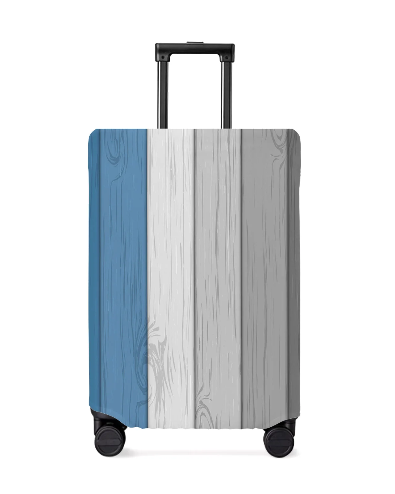 

Retro Blue Grey Gradient Wood Grain Luggage Cover Stretch Baggage Protector Dust Cover for 18-32 Inch Travel Suitcase Case