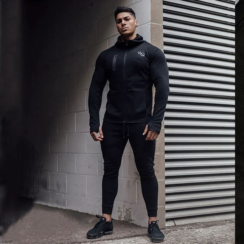 Men's sports black hoodie, cotton sportswear, zippered cardigan, fitness wear, bodybuilding, running, training, gym, Fjset
Men's sports black hoodie, cotton sportswear, zippered cardigan, fitness wear, bodybuilding, running, training, gym, Fjset