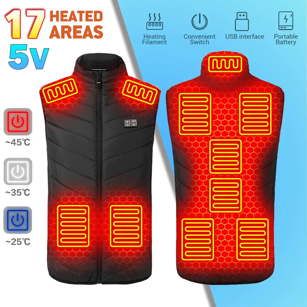 Thermal Clothing Hunting Vest Winter Heating Jacket Blac17 Places Heated Vest Men Women Usb Heated Jacket Heating Vest
Thermal Clothing Hunting Vest Winter Heating Jacket Blac17 Places Heated Vest Men Women Usb Heated Jacket Heating Vest