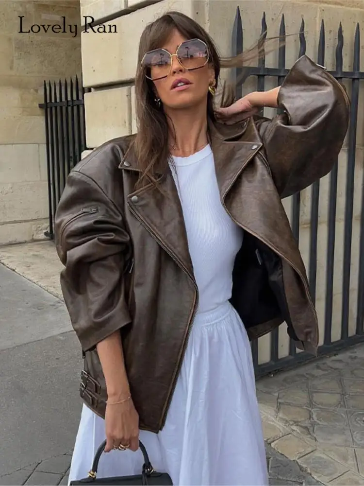 Women Turn-down Collar Zippers Leather Jacket Fashion Long Sleeve Quilted Spliced Tops Coat Soft Cozy Highstreet Outerwear 2023
Women Turn-down Collar Zippers Leather Jacket Fashion Long Sleeve Quilted Spliced Tops Coat Soft Cozy Highstreet Outerwear 2023