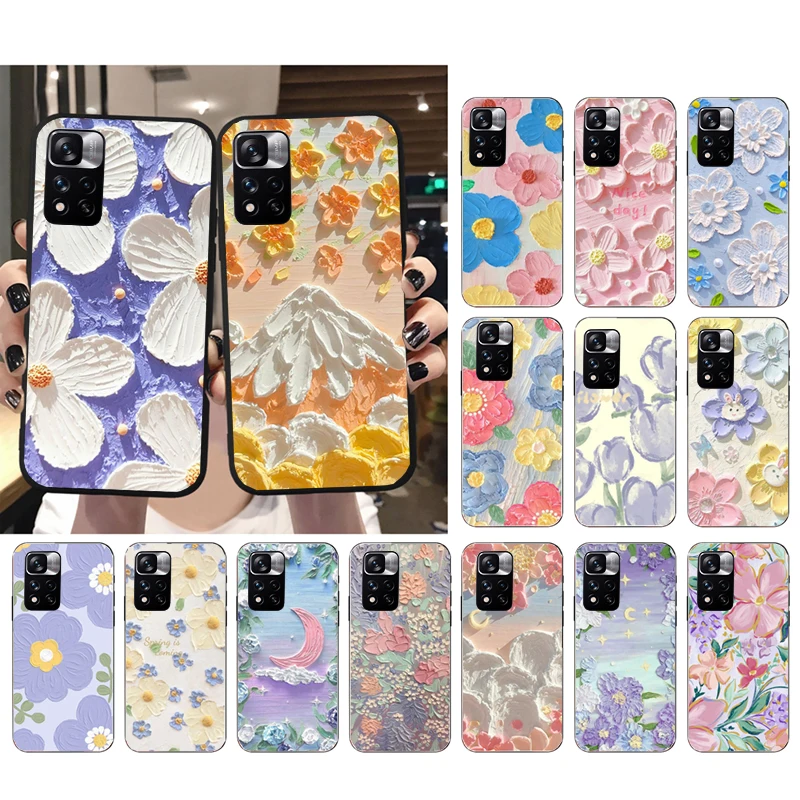 

Oil Painting Flower Phone Case For Xiaomi Redmi note 13 12 Pro 11S 11 10 Pro 10S Note 12R 12S 12 13 Pro Redmi 10 13C 9C