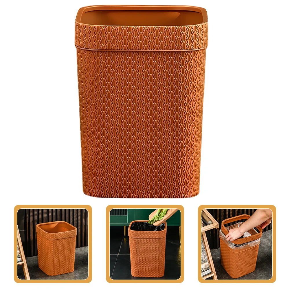 

Plastic Imitation Rattan Trash Can Straw Woven Wastebasket Bedroom Trash Can Office Small Garbage Can Wicker Waste