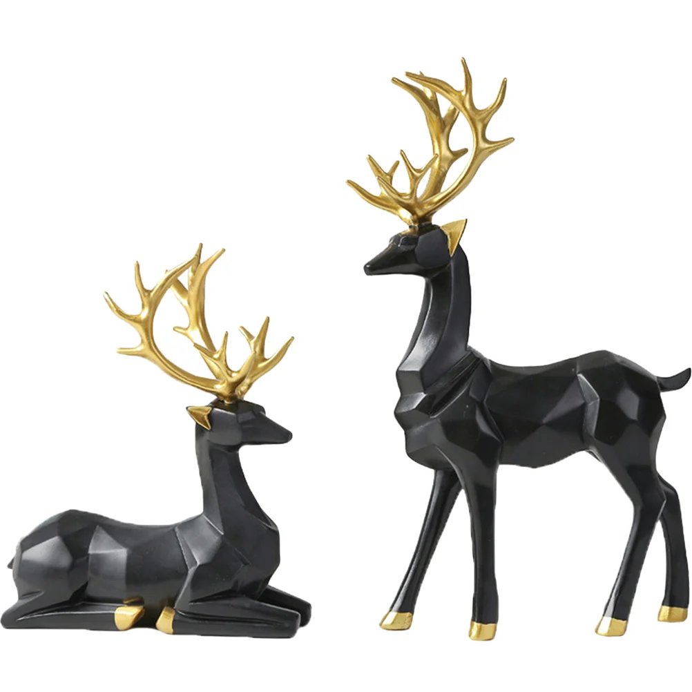 

Christmas Elk Figurines Resin Reindeer Deer Animal Statue New Year Party Decoration Natal Navidad Noel