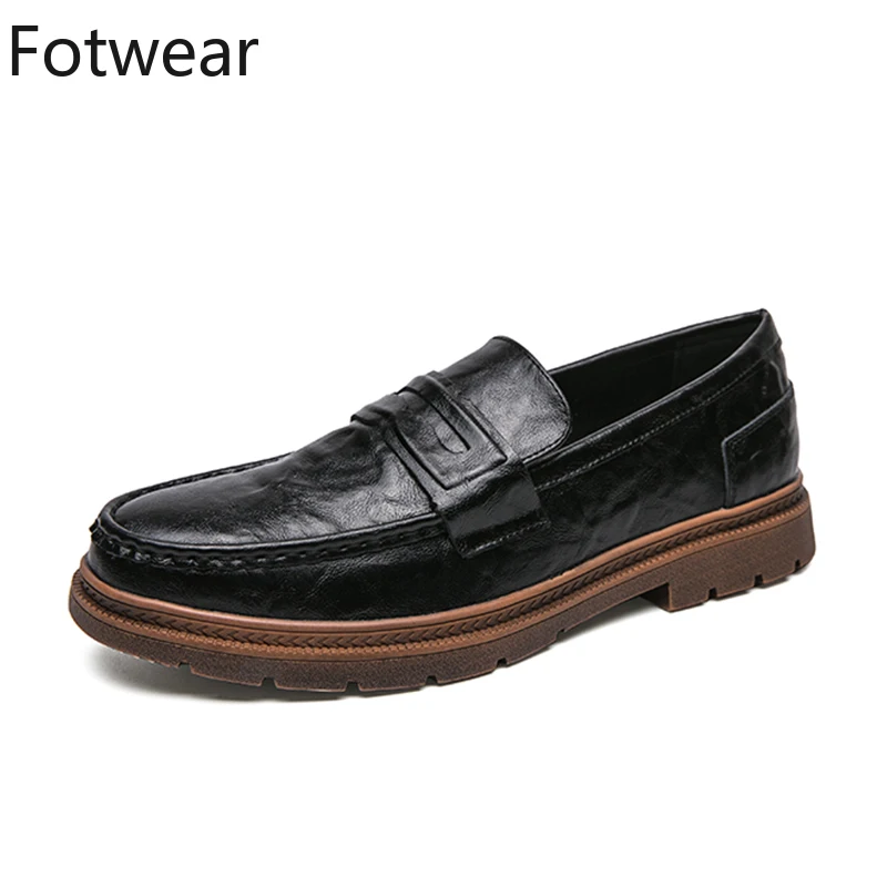 

Luxury Brand Penny Loafers Men 38-43 Cow Leather Dress Shoes Designer Wedding Party Oxfords Slip on Mens Boat Shoes Black Brown