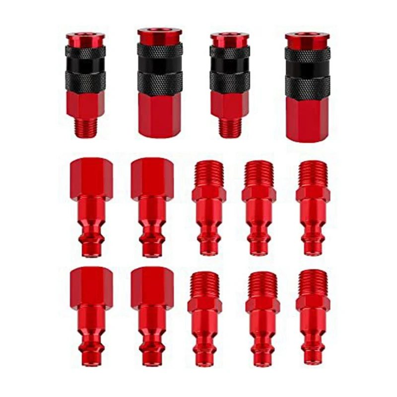 14Pcs Air Hose Fittings,Air Coupler Industrial Type Air Plug Kit, 1/4 Inch Threads Size, Air Compressor Accessories
14Pcs Air Hose Fittings,Air Coupler Industrial Type Air Plug Kit, 1/4 Inch Threads Size, Air Compressor Accessories