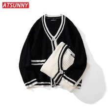 

ATSUNNY Solid Color Campus Style Fashion Sweater Hip Hop Harajuku Knitted Sweaters Streetwear Autumn and Winter Clothes Pullover