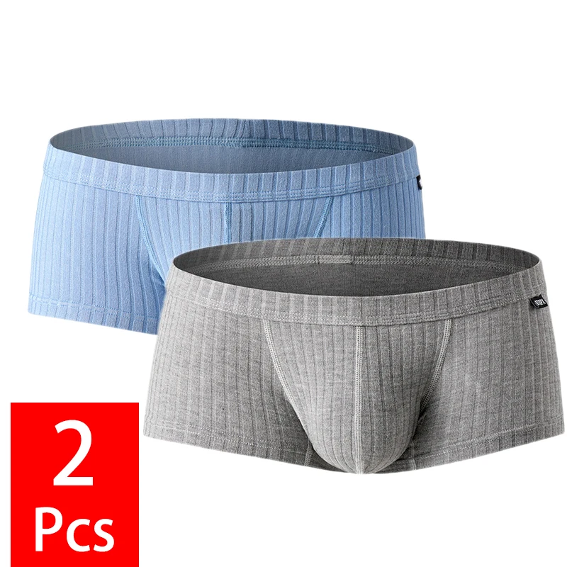 

2PCS/lot Sexy Men Underwear Boxer Shorts Modal Cuecas Boxers U Convex Pouch Panties Calzoncillos Slip Breathable Male Underpants