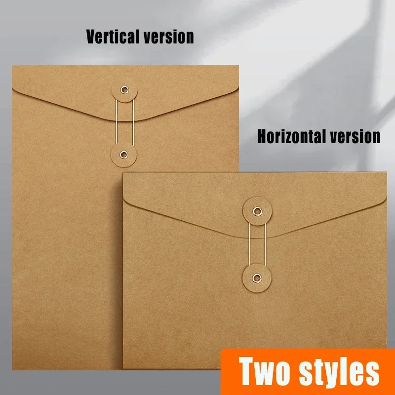 

File Durable Bag Kraft Contract Stationery Office Thicken Capacity Storage Buckle 30pcs/lot Large Tied Envelope