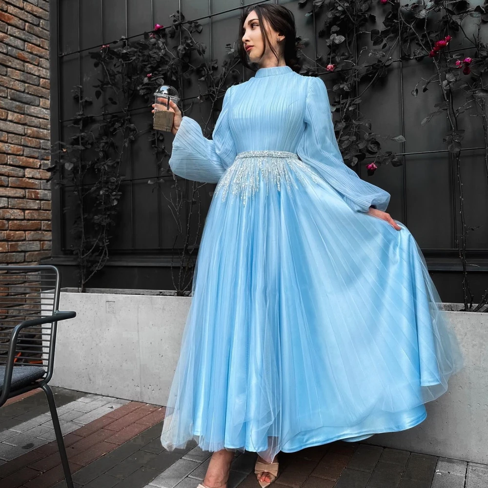 Qcenkern Prom Dress High Neck A Line Formal Pleated Fashion Women Party Gowns Sky Blue Evening Dresses فساتين السهرة 프롬드레스 שמלות
Qcenkern Prom Dress High Neck A Line Formal Pleated Fashion Women Party Gowns Sky Blue Evening Dresses فساتين السهرة 프롬드레스 שמלות