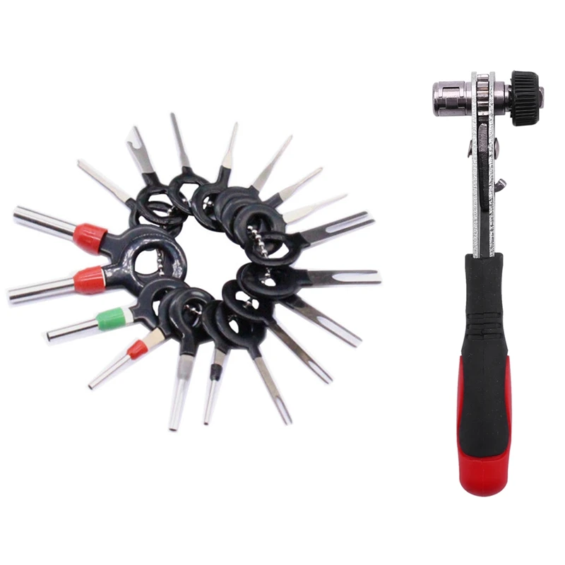 Ratchet Wrench 1/4 Inch Screwdriver Rod Socket Wrench Tools with 18Pcs Wire Terminal Removal Tool Wiring Crimp
Ratchet Wrench 1/4 Inch Screwdriver Rod Socket Wrench Tools with 18Pcs Wire Terminal Removal Tool Wiring Crimp