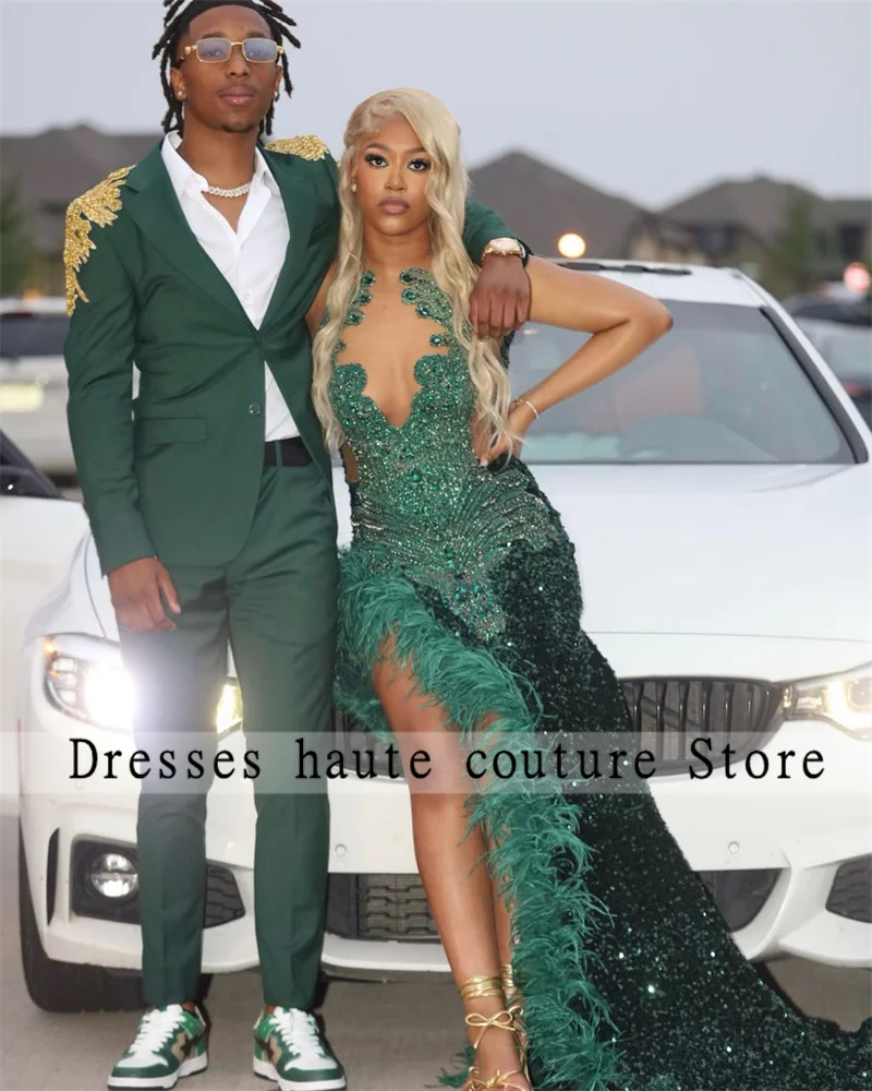 Зеленые Выпускные платья для черных девушек 2024 Платье С Блестками, Бисером, перьями, африканские женщины, с Боковым Разрезом, свадебное платье
Зеленые Выпускные платья для черных девушек 2024 Платье С Блестками, Бисером, перьями, африканские женщины, с Боковым Разрезом, свадебное платье