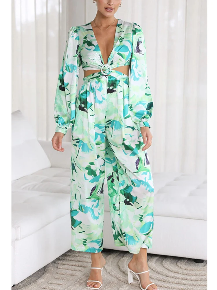 Autumn Women's Long Sleeve Casual Style Polyester Material 2023 New Fashion V-Neck Print Backless Bubble Sleeve Jumpsuit
Autumn Women's Long Sleeve Casual Style Polyester Material 2023 New Fashion V-Neck Print Backless Bubble Sleeve Jumpsuit