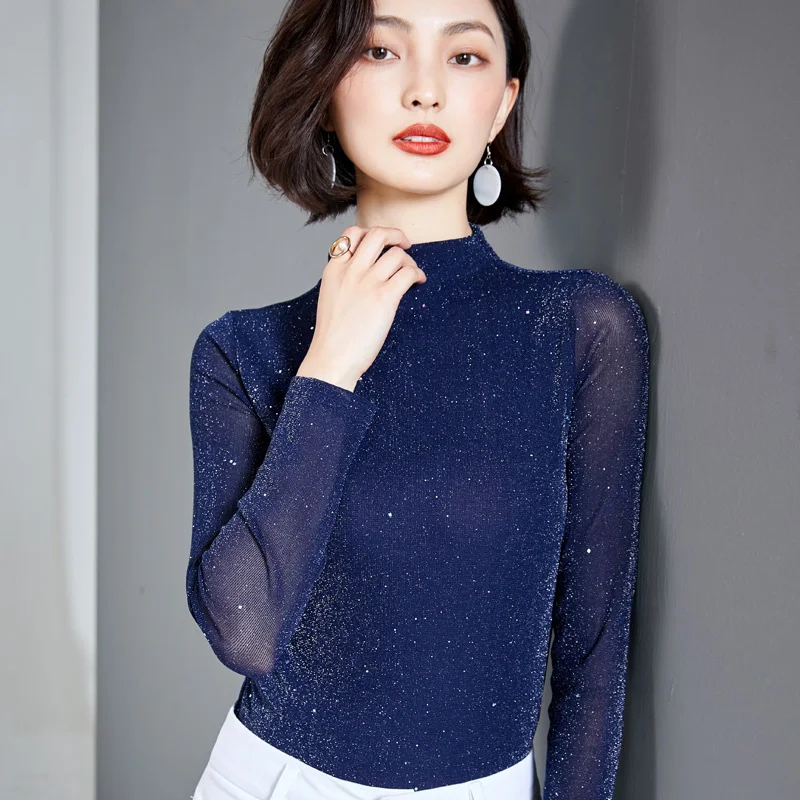 #1646 Black Blue Khaki Bright Silk Mesh T Shirt Women Thin Stretch Mesh Tshirt Long Sleeve Solid Color Sexy Office Basic T-shirt
#1646 Black Blue Khaki Bright Silk Mesh T Shirt Women Thin Stretch Mesh Tshirt Long Sleeve Solid Color Sexy Office Basic T-shirt