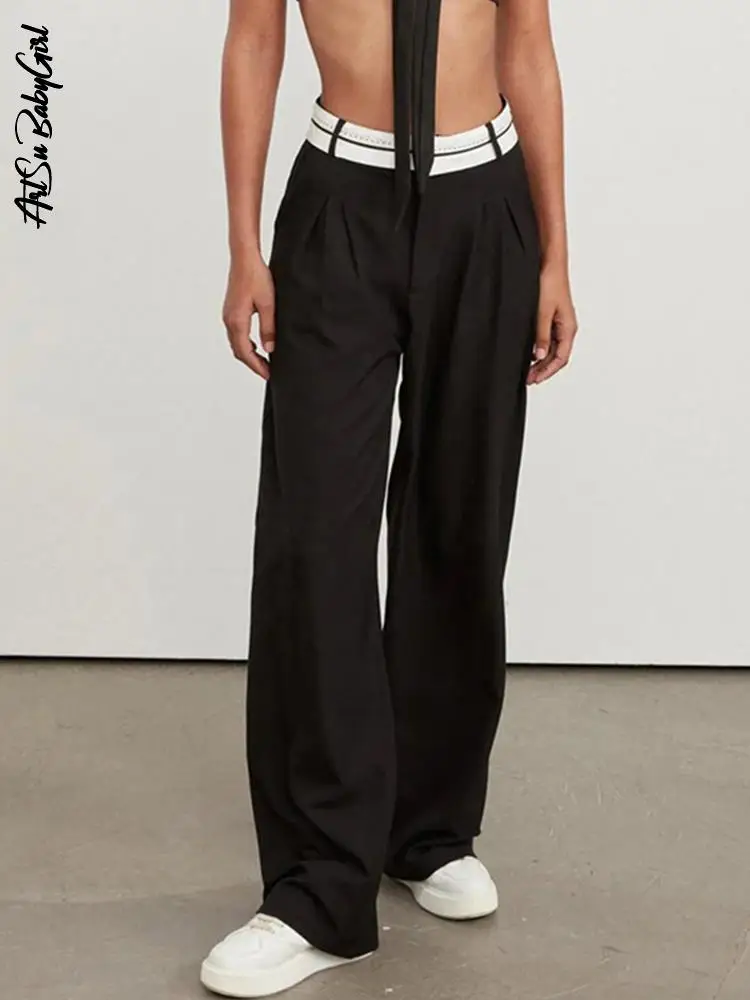 Black Straight Suit Trousers High Waist Pant Classic Suit Pants Women All Match Streetwear Patchwork Wide Leg Pant
Black Straight Suit Trousers High Waist Pant Classic Suit Pants Women All Match Streetwear Patchwork Wide Leg Pant
