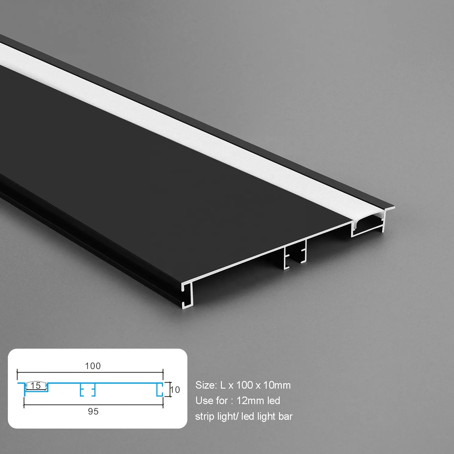 

1.5m/pcs high quality Customized Skirting Board with LED Channel is Used for Lighting the Foundation Line of Corridor wall