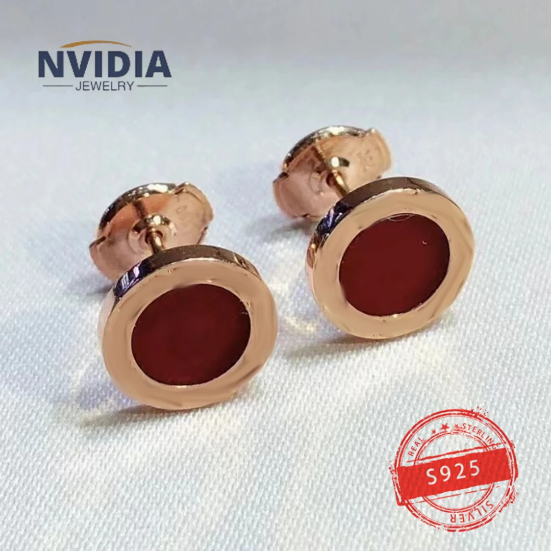 

2024 Fashion Hot Selling Jewelry BV Customized S925 Silver Round Ceramic Women's Earrings Exquisite Birthday Party Gifts