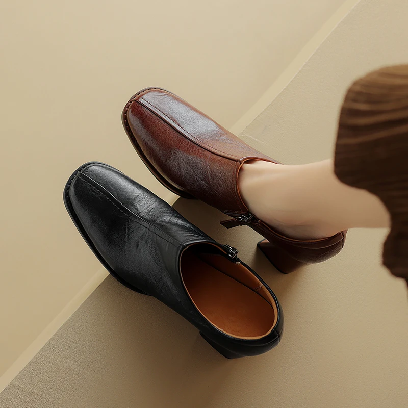 2024 new spring Women's pumps 22-24.5cm length natural leather Pleated sheepskin+pigskin square toe side zip thick heel loafers
2024 new spring Women's pumps 22-24.5cm length natural leather Pleated sheepskin+pigskin square toe side zip thick heel loafers