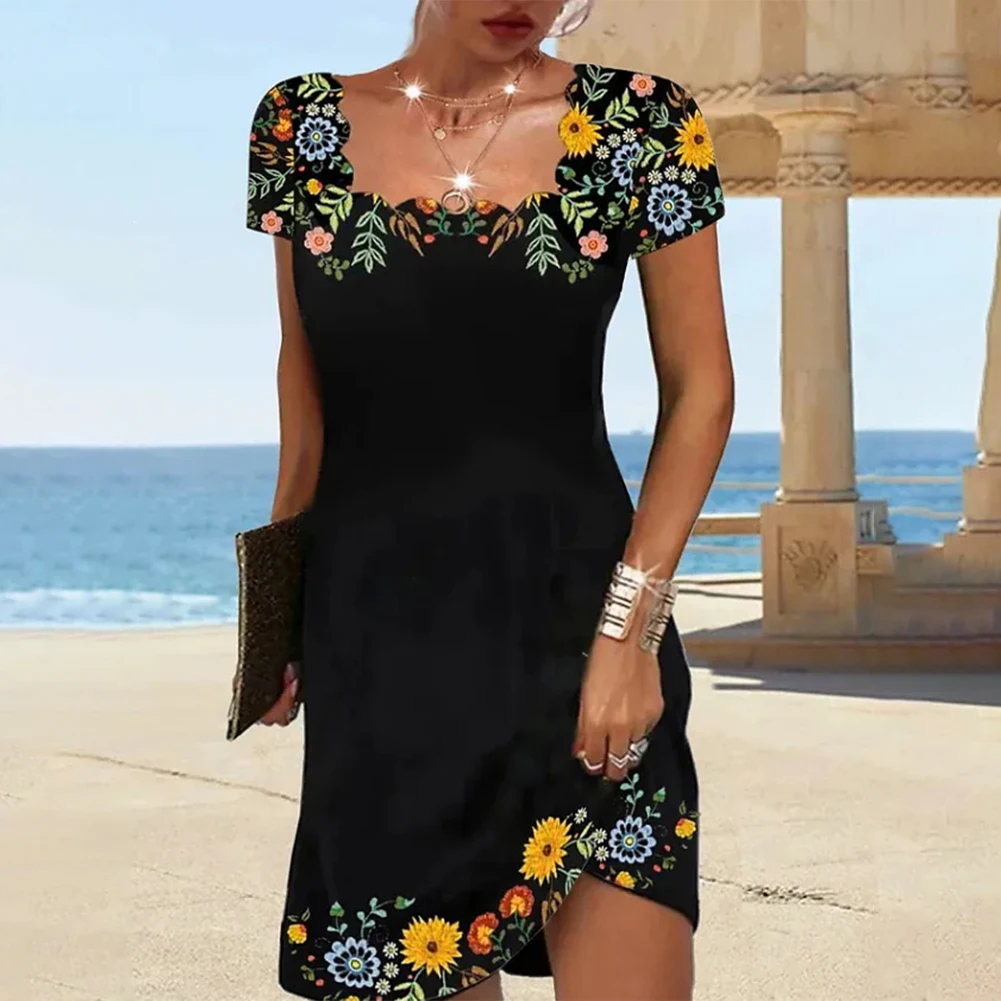 Women Elegant Casual Dress Floral Printed Ladies Summer Loose Beach Dress Casual Short Sleeve A-line Dresses Vestidos
Women Elegant Casual Dress Floral Printed Ladies Summer Loose Beach Dress Casual Short Sleeve A-line Dresses Vestidos
