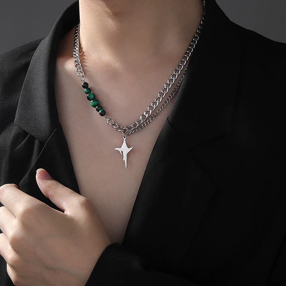 Trend Green Beads Starlight Necklace Men's Hip Hop Stainless Steel Pendant Necklace For Men Women Accessories Wholesale
Trend Green Beads Starlight Necklace Men's Hip Hop Stainless Steel Pendant Necklace For Men Women Accessories Wholesale