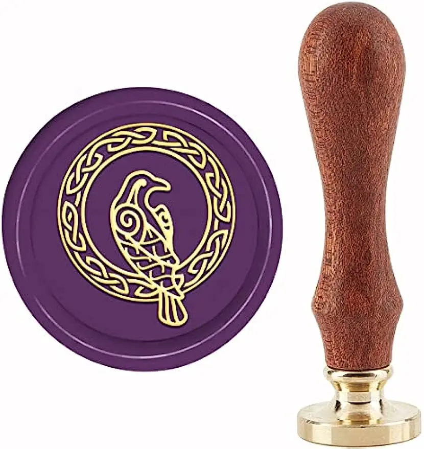 

1PC Celtic Knot Wax Seal Stamp Crow Sealing Wax Stamps 30mm Retro Vintage Removable Brass Stamp Head with Wood Handle