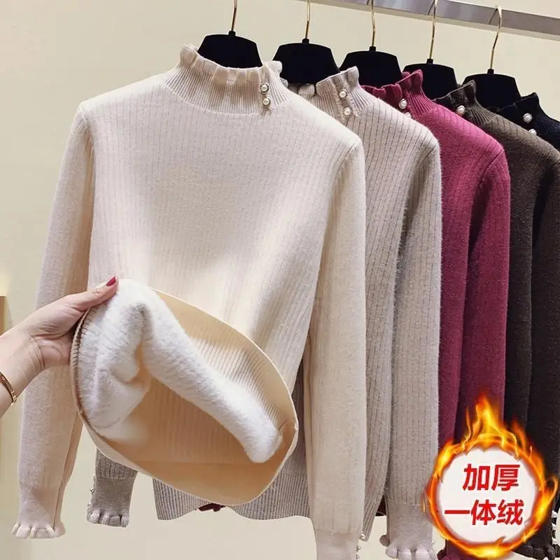 2023 New Autumn Winter Women Pullover Turtleneck Sweater Vintage High Quality Thicken Warm Mink Fleece Lining Knitted Sweaters
2023 New Autumn Winter Women Pullover Turtleneck Sweater Vintage High Quality Thicken Warm Mink Fleece Lining Knitted Sweaters